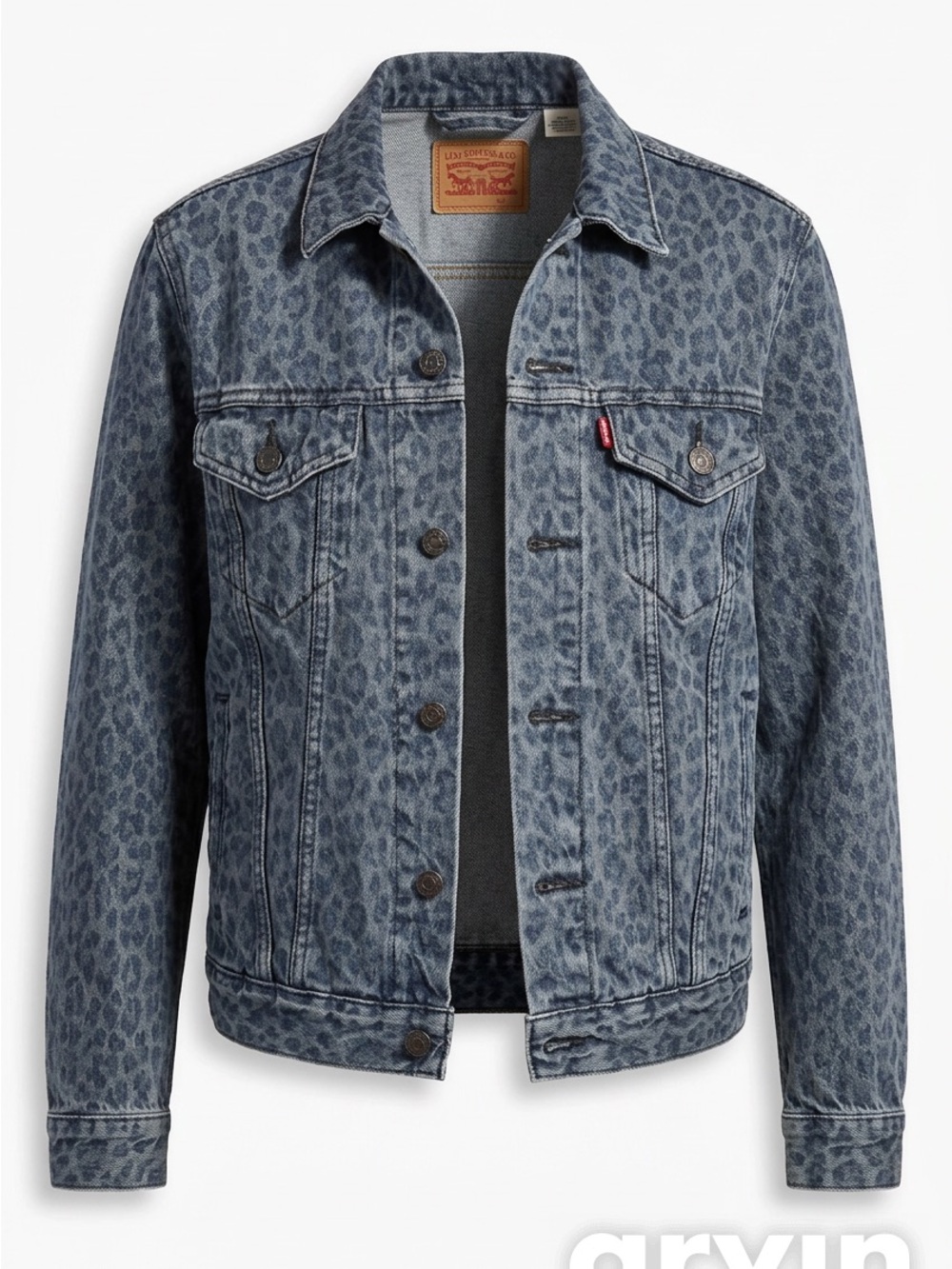 Levis Womens Cheetah Print Denim Trucker Jacket Size Small
